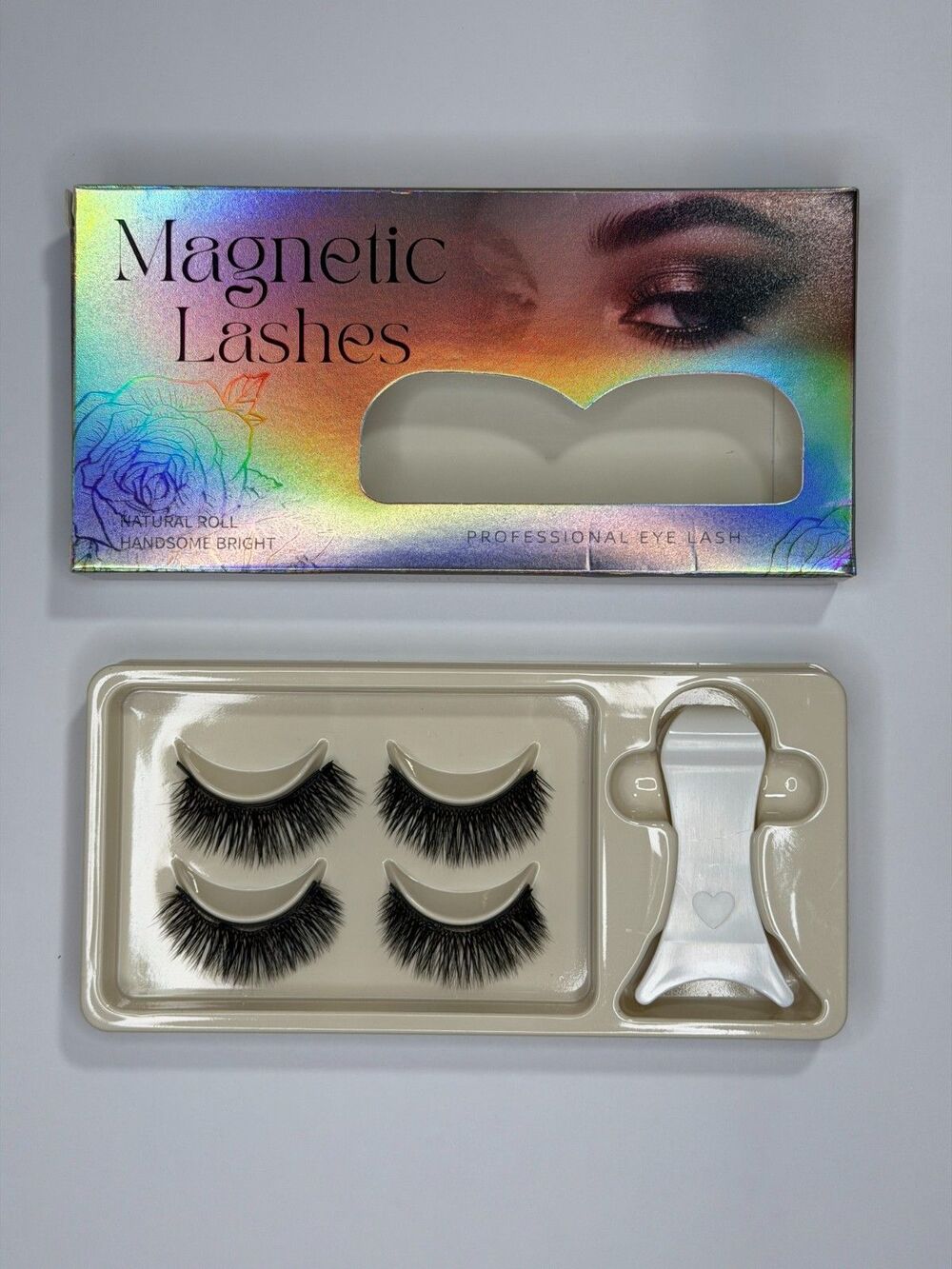 2 Pair Magnetic Lash Set No Glue False Eyelashes With Applicator Tool